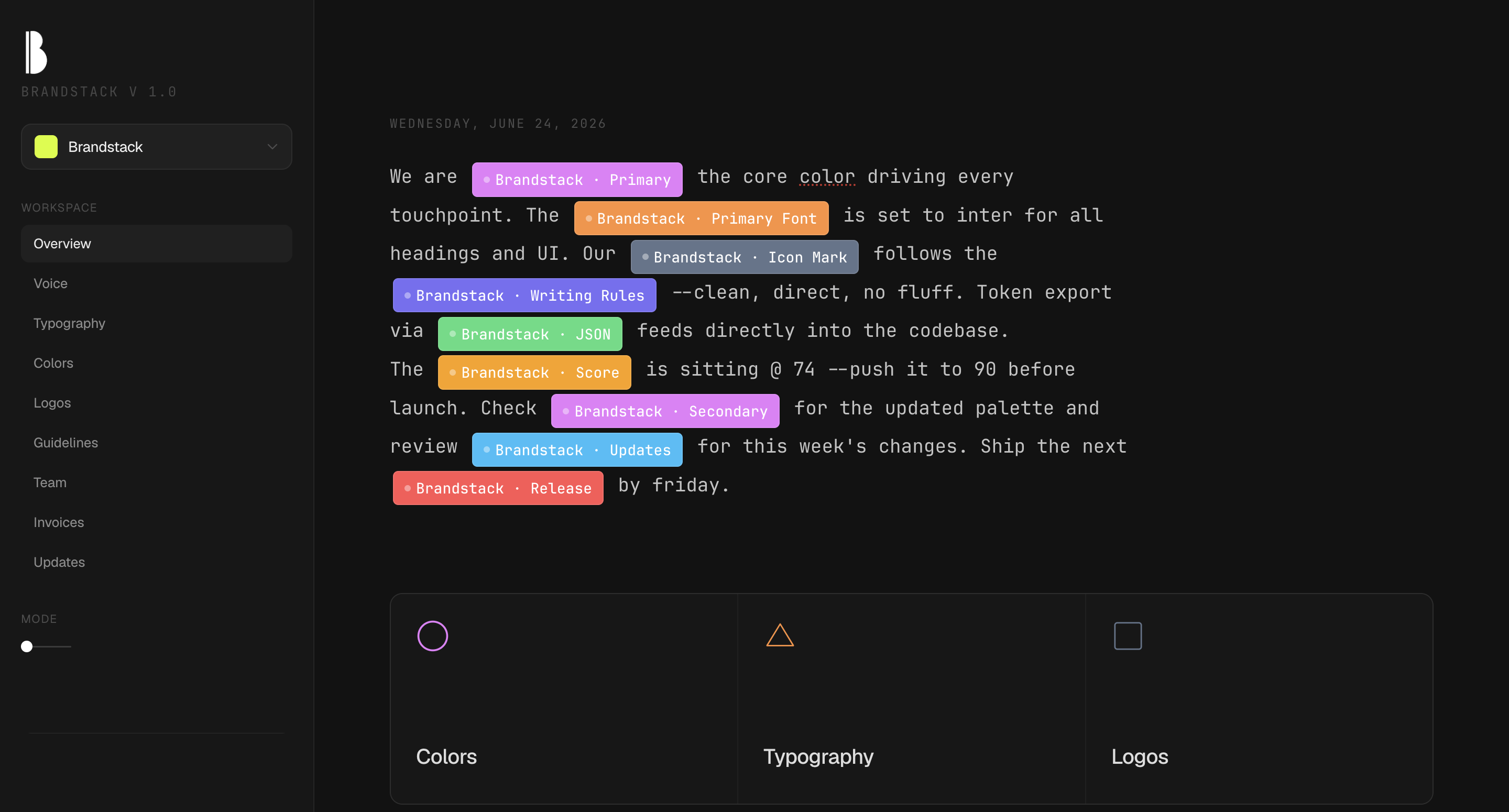 BrandStack dashboard